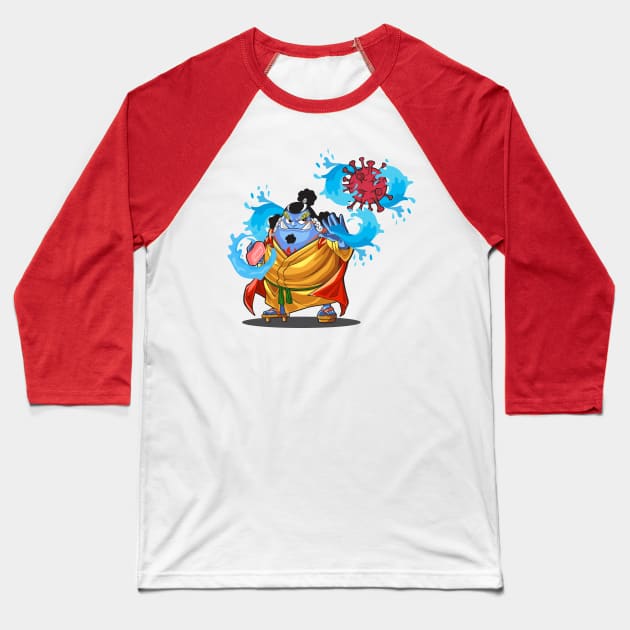 Jimbei/Jinbei's Water and Soap to beat Corona Baseball T-Shirt by Diskarteh